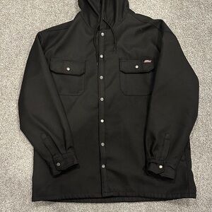 Men's Dickies Black Hooded Snap-Front Work Jacket